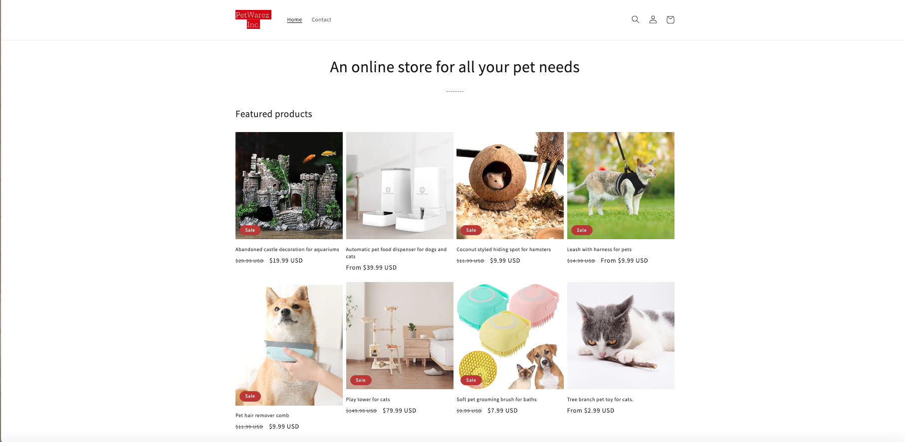 Splashpage for Petwarez Inc, an online store for pet supplies and pet healthcare